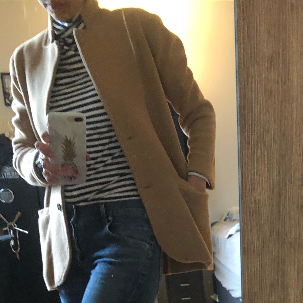 J Crew sweater blazer color is heather acorn
